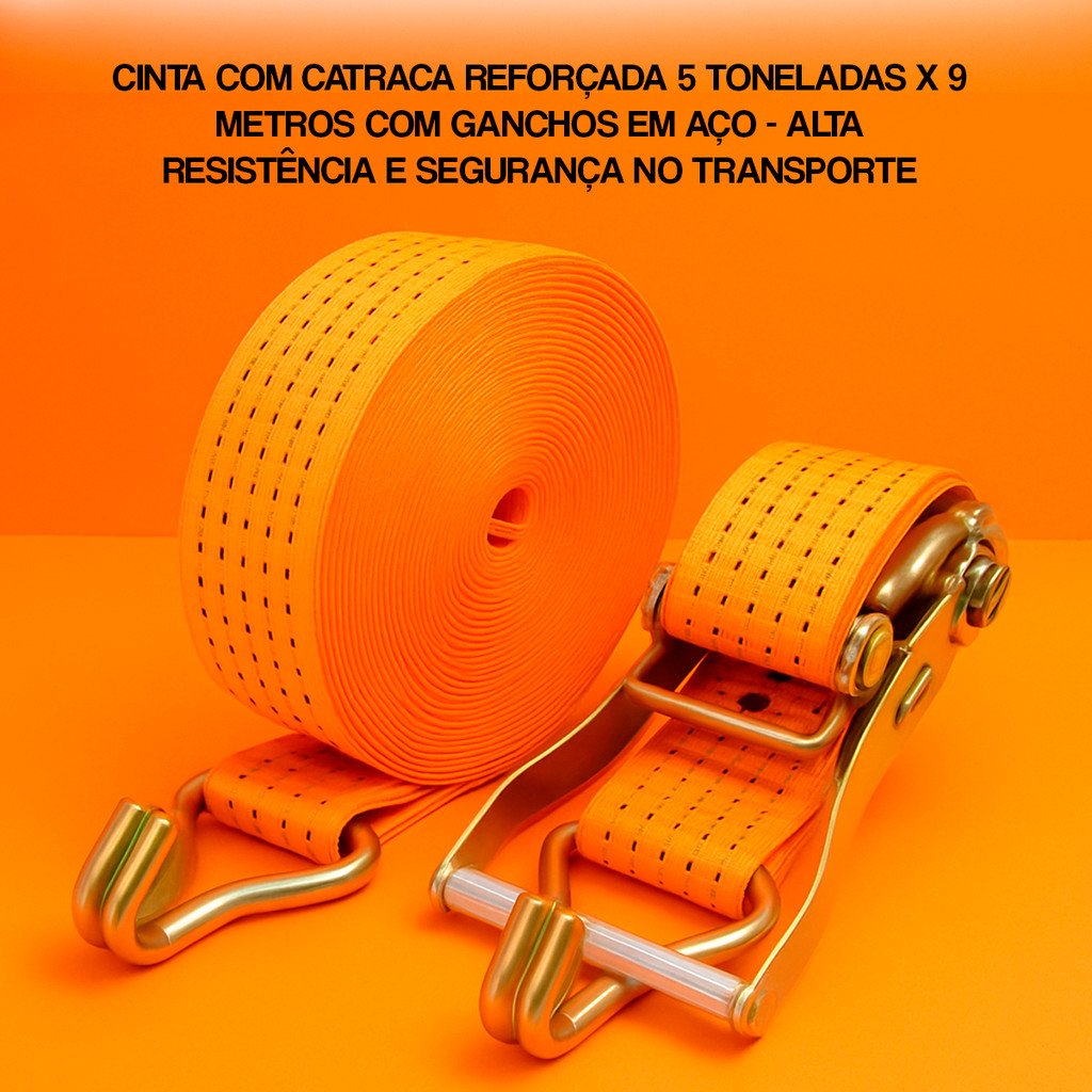 Cinta Catraca Carga 5 Toneladas 10 Metros Caminhão Amarração Fita Amarrar Transporte