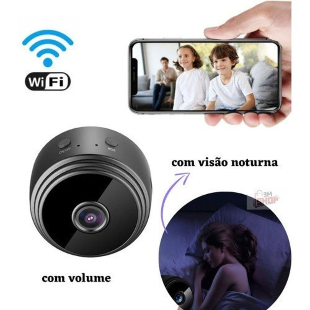 Mini Câmera de Vigilância A9 1080P Wi-Fi Visão Noturna Monitoramento 24h LION SHOP