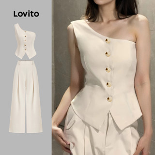 Lovito Conjuntos de Calças Casuais com Zíper e Pregas Calças de Primavera/verão em Damasco para Mulheres L138ED185 em Oferta na Shopee