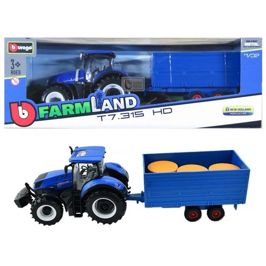 Trator New Holland T7.315 HD c/ Carreta de Silagem - Agriculture - 1/32 - Bburago