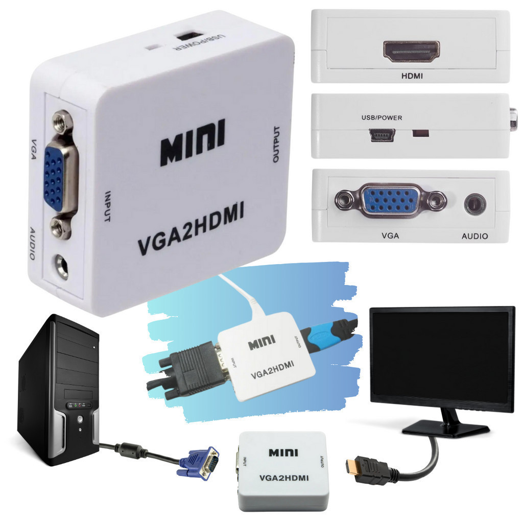 Adaptador De Vídeo Vga Conversor Para Hdmi Monitor Tv Vga2hdmi