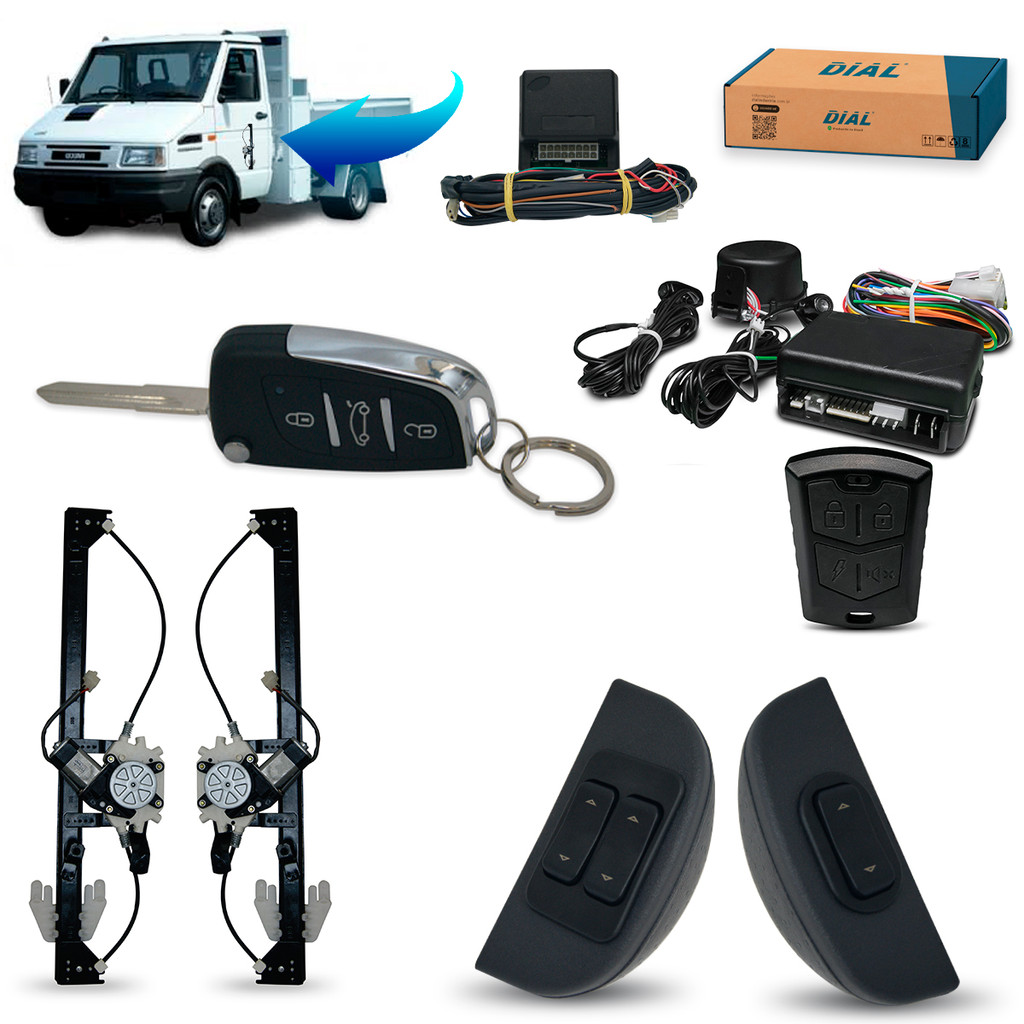 Kit Vidro Elétrico + Alarme Com Canivete Iveco Daily (1999/2007) 12v Inteligente
