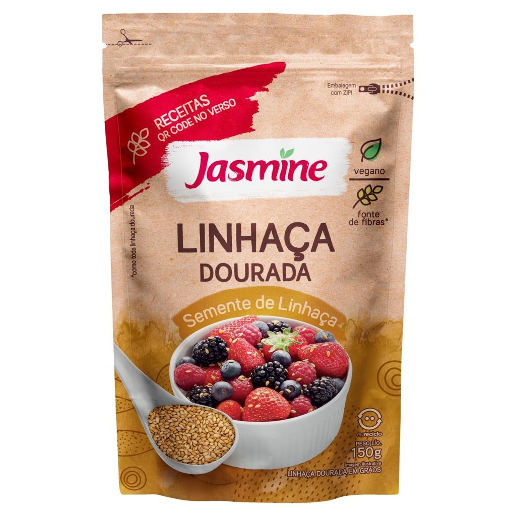 Linhaça Dourada em Grãos Vegano Fonte de Fibras Jasmine 150g em Oferta na Shopee