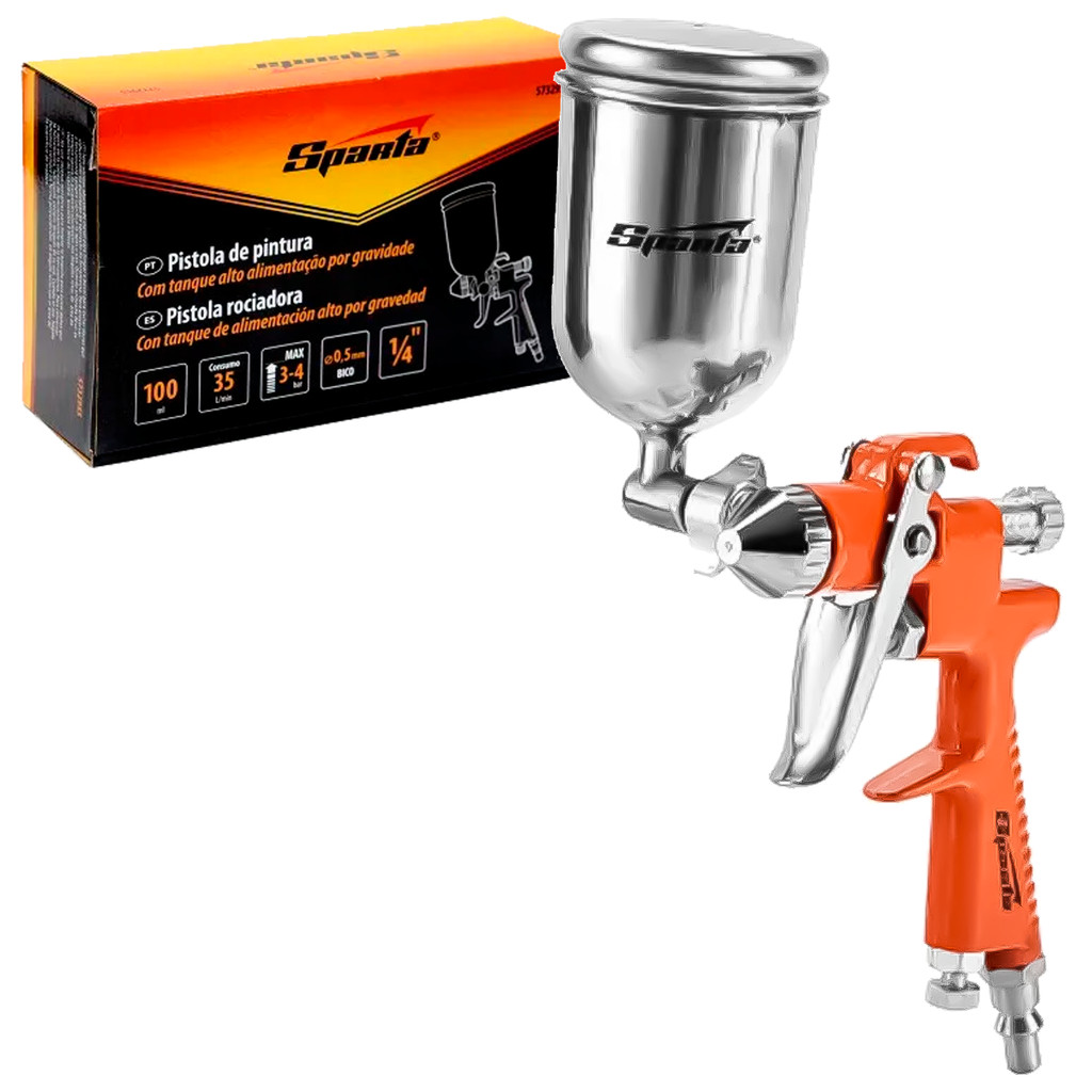 Pistola Pintura Tanque Alto 100ml Alimentação Gravidade Compressor Profissional SPARRTA em Oferta na Shopee