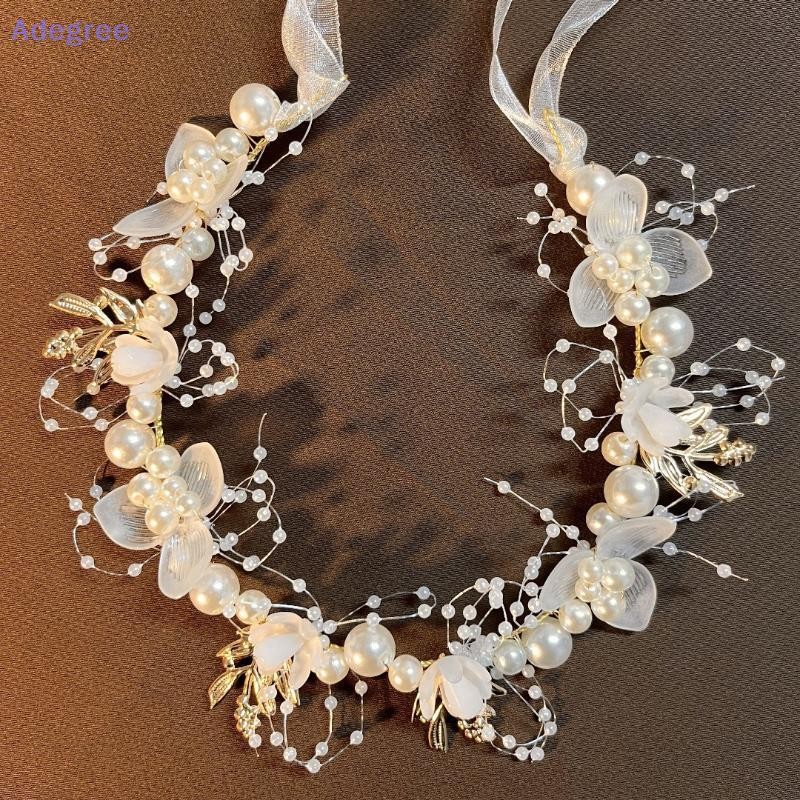 Adegree Elegante Meninas Imitado Pérola Cabelo Cocar Bebê Flor Grinalda Guirlanda Argola De Casamento Novo
