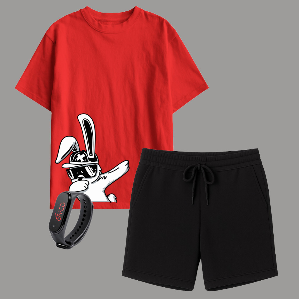 Kit Camiseta Masculina Infantil e Short Moletinho Várias Cores + Brinde em Oferta na Shopee