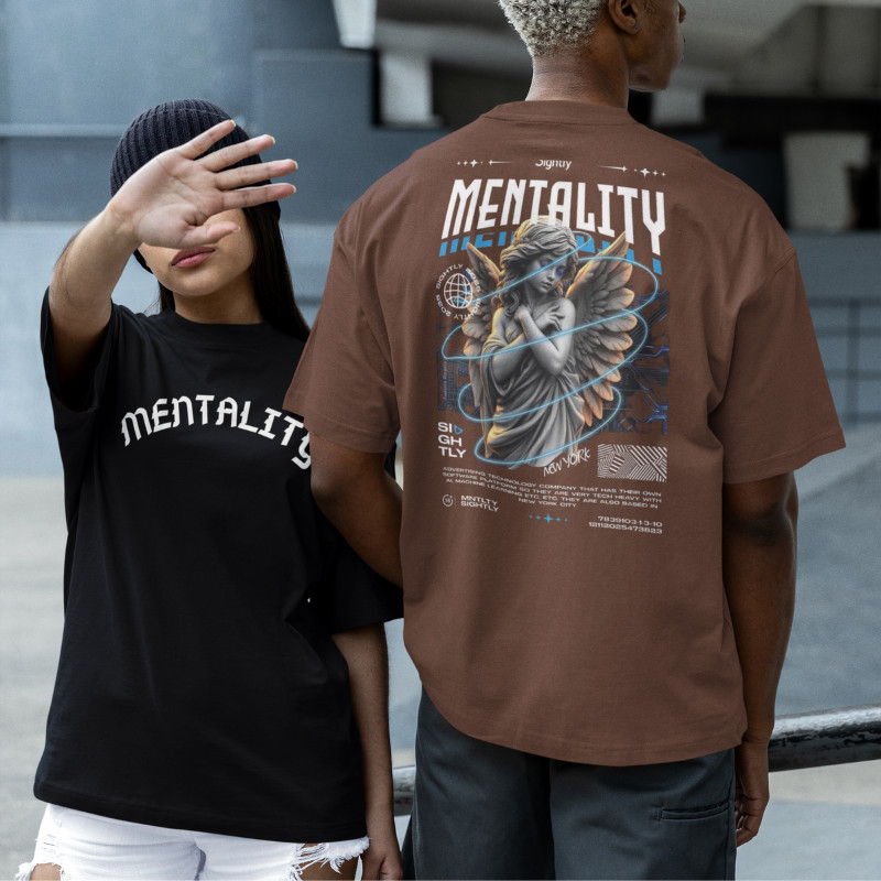 Camiseta Oversized Gym Academia Lazer Casual Estampada Dtf MENTALITY Camiseta
