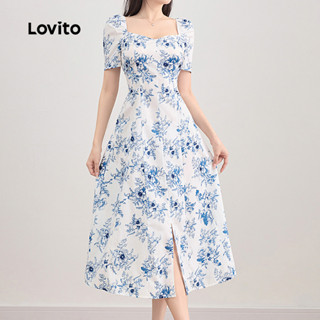 Lovito Vestido casual floral estruturado para mulheres L121MD071 em Oferta na Shopee