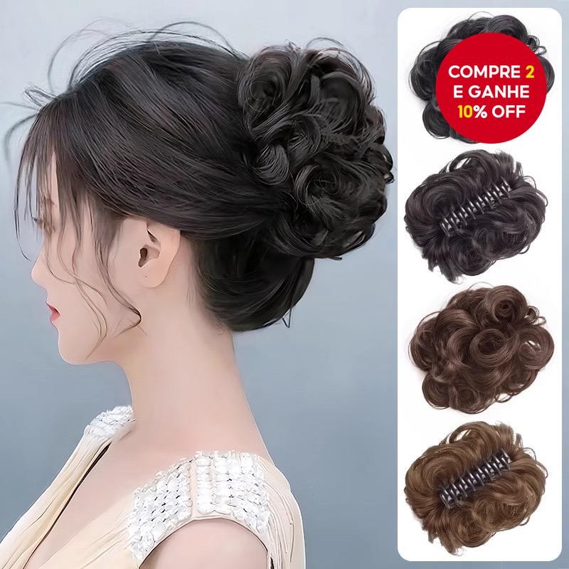 Grampo De Cabelo De Coque De Flores-Peruca Falsa Updo Solta Com Clipe De Tubarão Volumizador , Aparência Natural