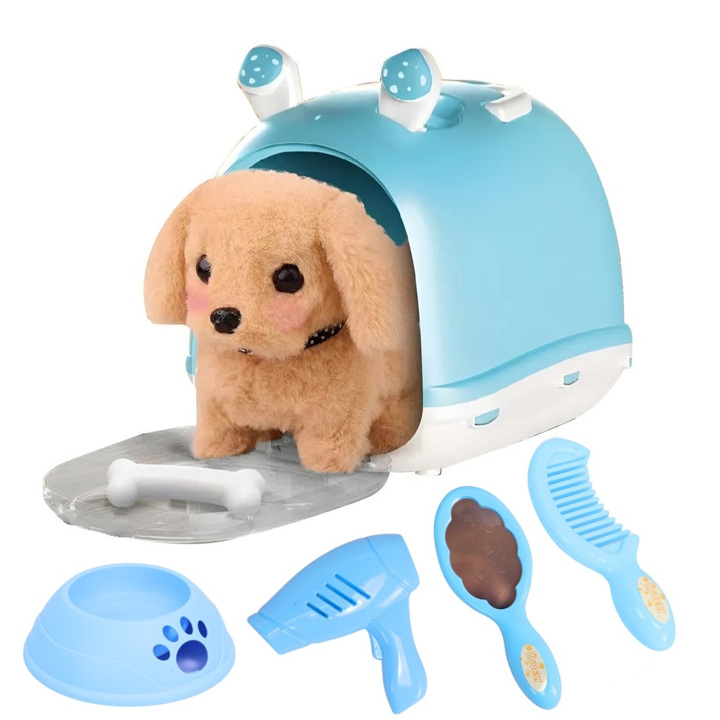 Pelúcia Cachorrinho com Movimento e Late com Acessórios - Castela em Oferta na Shopee