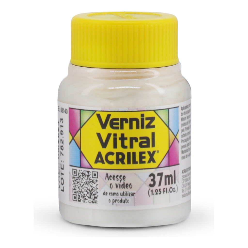 Verniz Vitral Base Madreperola 592 - Acrilex - 37ml Perfeito para Copos Garrafas Vasos e Outras