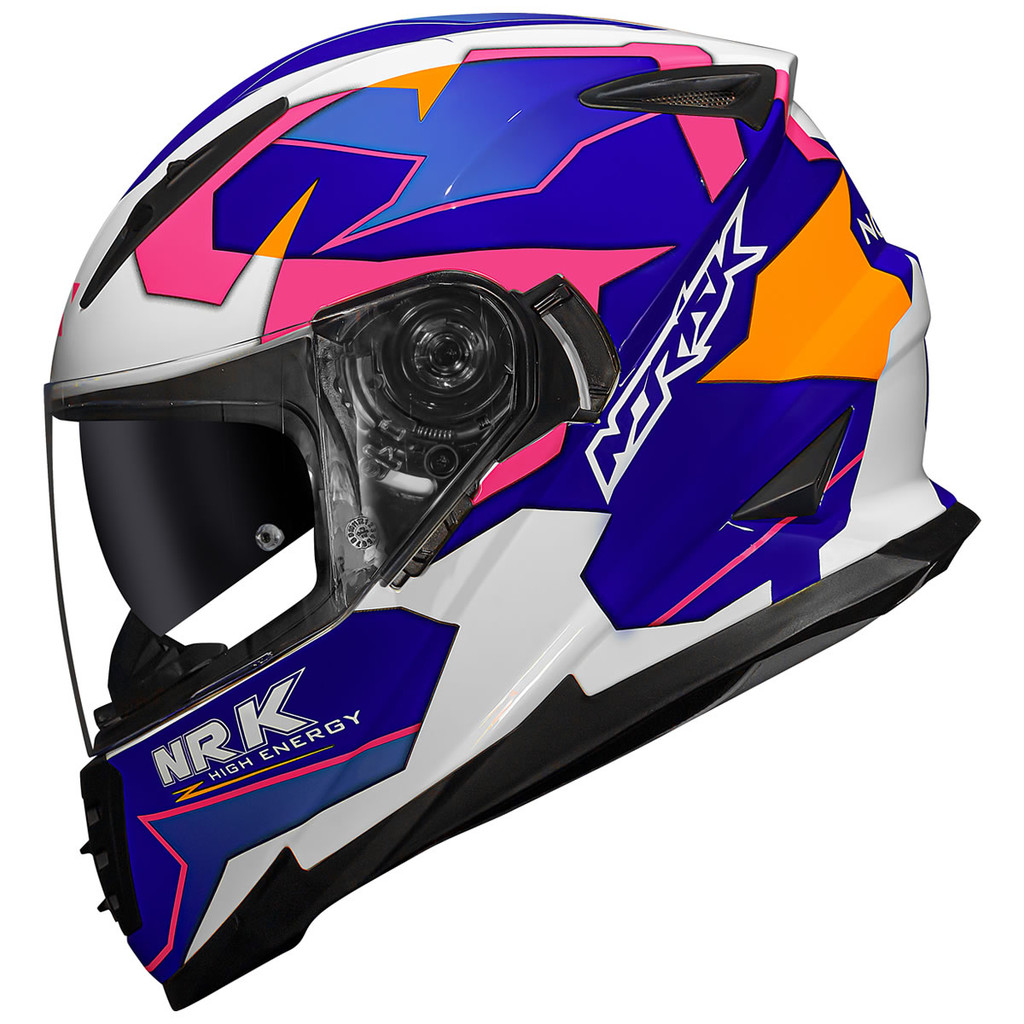 Capacete feminino moto fechado Norisk FF302 Soul District Branco/azul