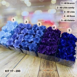 Kit 200 Forminhas de Doces Festa 5 Cores Branco + Lilás Candy + Lilás + Roxo + Violeta (CHOCO)