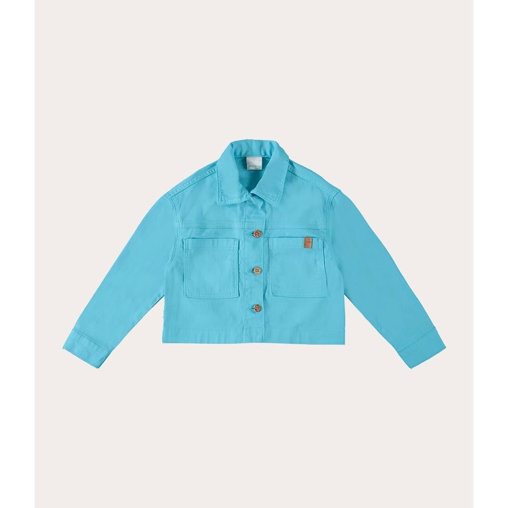 Shirt Jacket Cropped Infantil Menina Em Sarja Com Elastano Malwee Kids