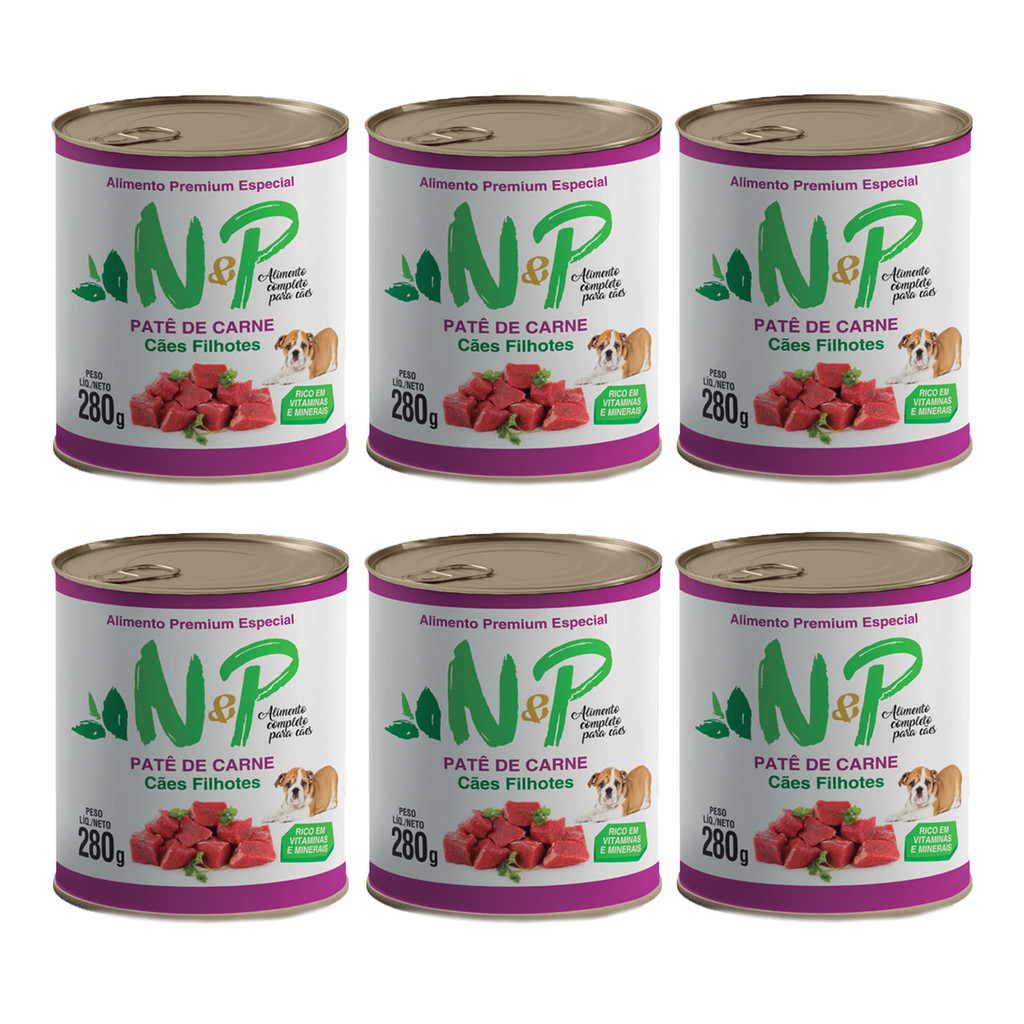 Patê Petisco Sabor Carne Cães Filhotes Premium N&P 200g - 6 unidades