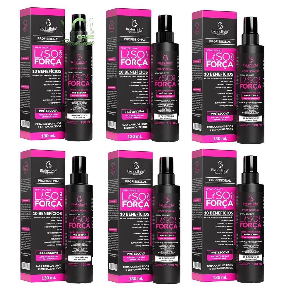 kit 6x Spray Selante Liso com Força Protetor Térmico Condicionante Desembaraça Elimina Frizz