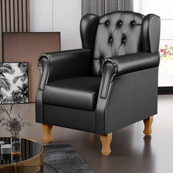 Poltrona Decorativa Para Sala De Estar Yara P02 Couríssimo Preto Brilho - Lyam Decor