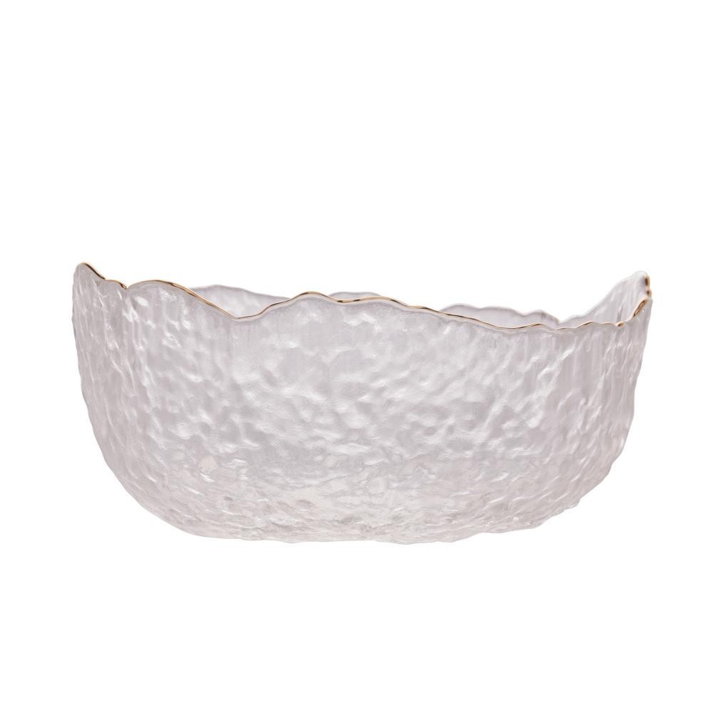 Bowl de Cristal Martelado 19cm com Borda Dourada Taj Wolff para Servir Saladas Sobremesas Entradas Mesa Posta Nobre Luxo · foto 2