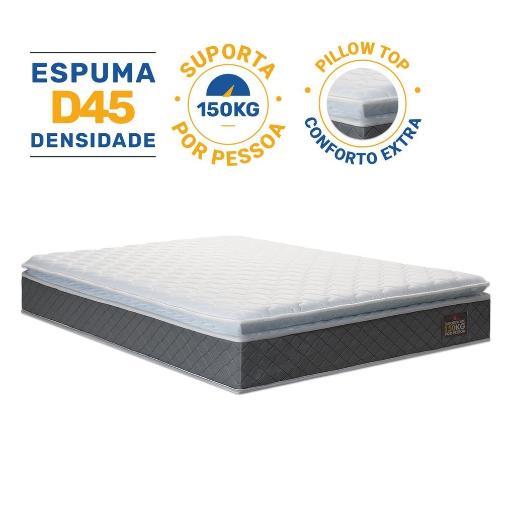 Colchão de Espuma D45 Pillow Top Fort Comfort Casal 138cm em Oferta na Shopee