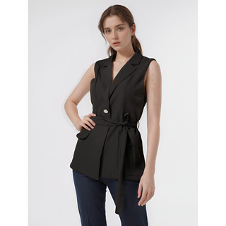 Colete feminino longo comprido  alfaiataria moda gringa cinto colete social-Co1