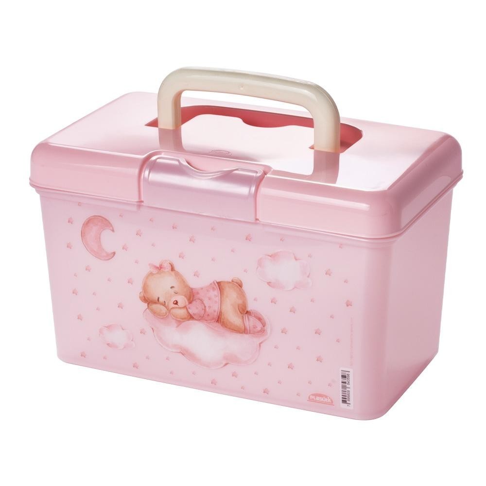 Maleta Organizadora Caixa Multiuso Ursa Rosa Caixa Multiuso Volta às Aulas Plasútil em Oferta na Shopee