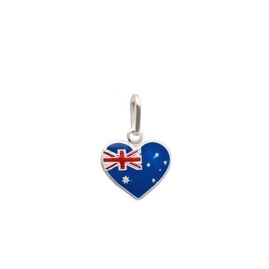 Pingente Prata 925 Bandeira Austrália em formato de coração