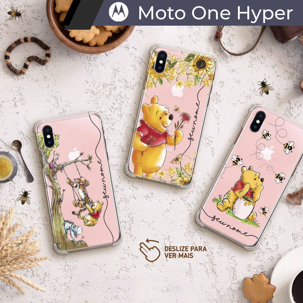 Capa Capinha - Motorola Moto One Hyper - Ursinho Pooh Transparente Personalizada