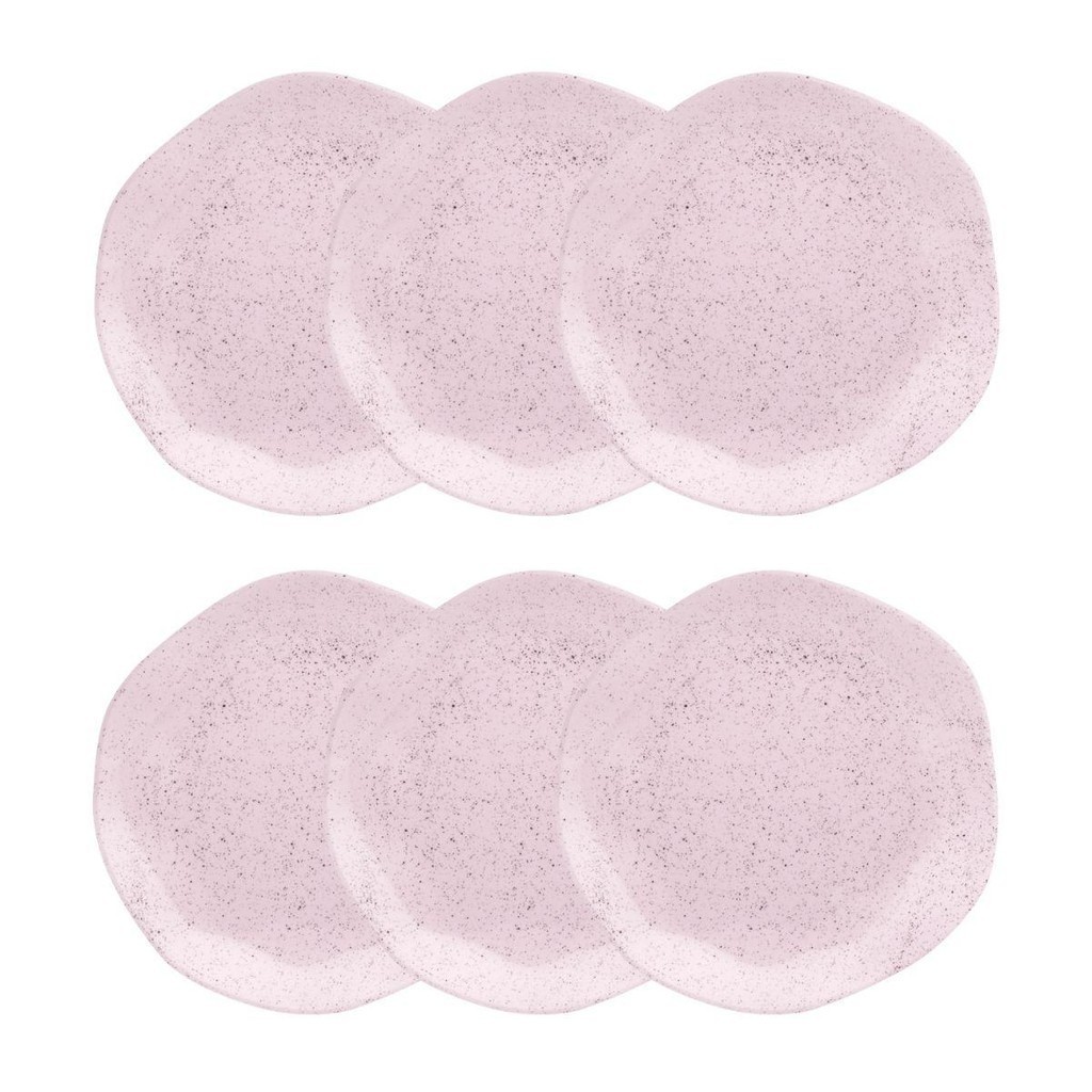Conjunto 6 Pratos de Sobremesa 21,5 cm Ryo Pink Sand Porcelana Oxford em Oferta na Shopee