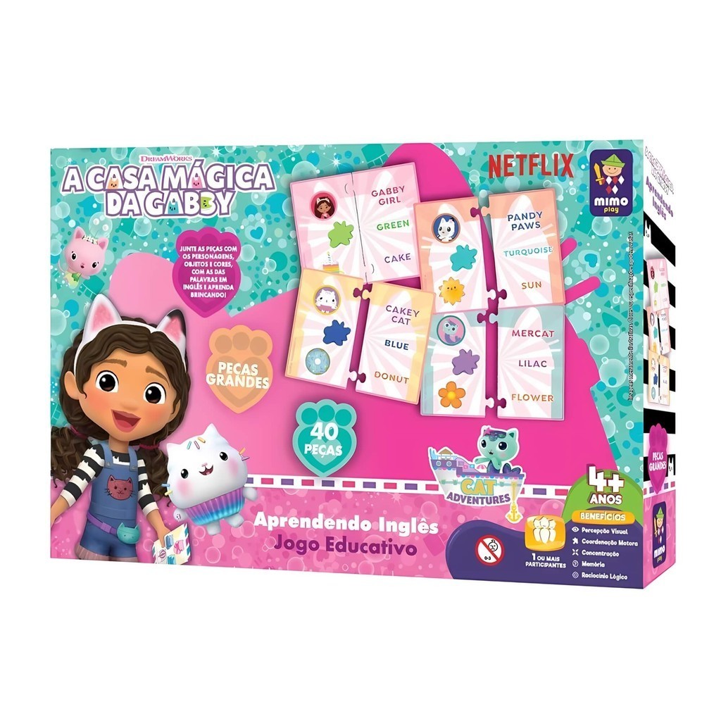 Jogo Educativo Aprendendo Inglês A Casa Mágica da Gabby 40 Peças Mimo Toys - 2158 em Oferta na Shopee