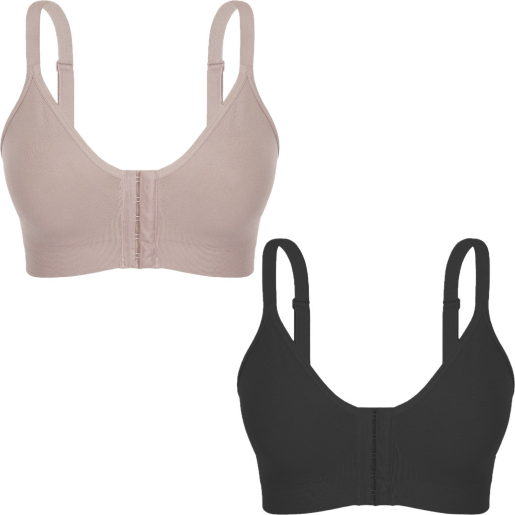 Kit 2 Sutiã Pós Cirúrgico Decotado Estético Abertura Frontal Mamoplastia Cinta Discreto Confortavel