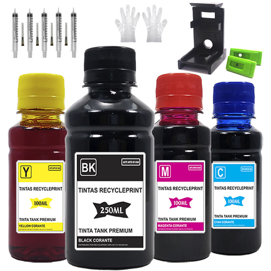 Kit Recarga Cartucho Tinta Compatível HP 667 122 664 122 60 21 74 75 60xl