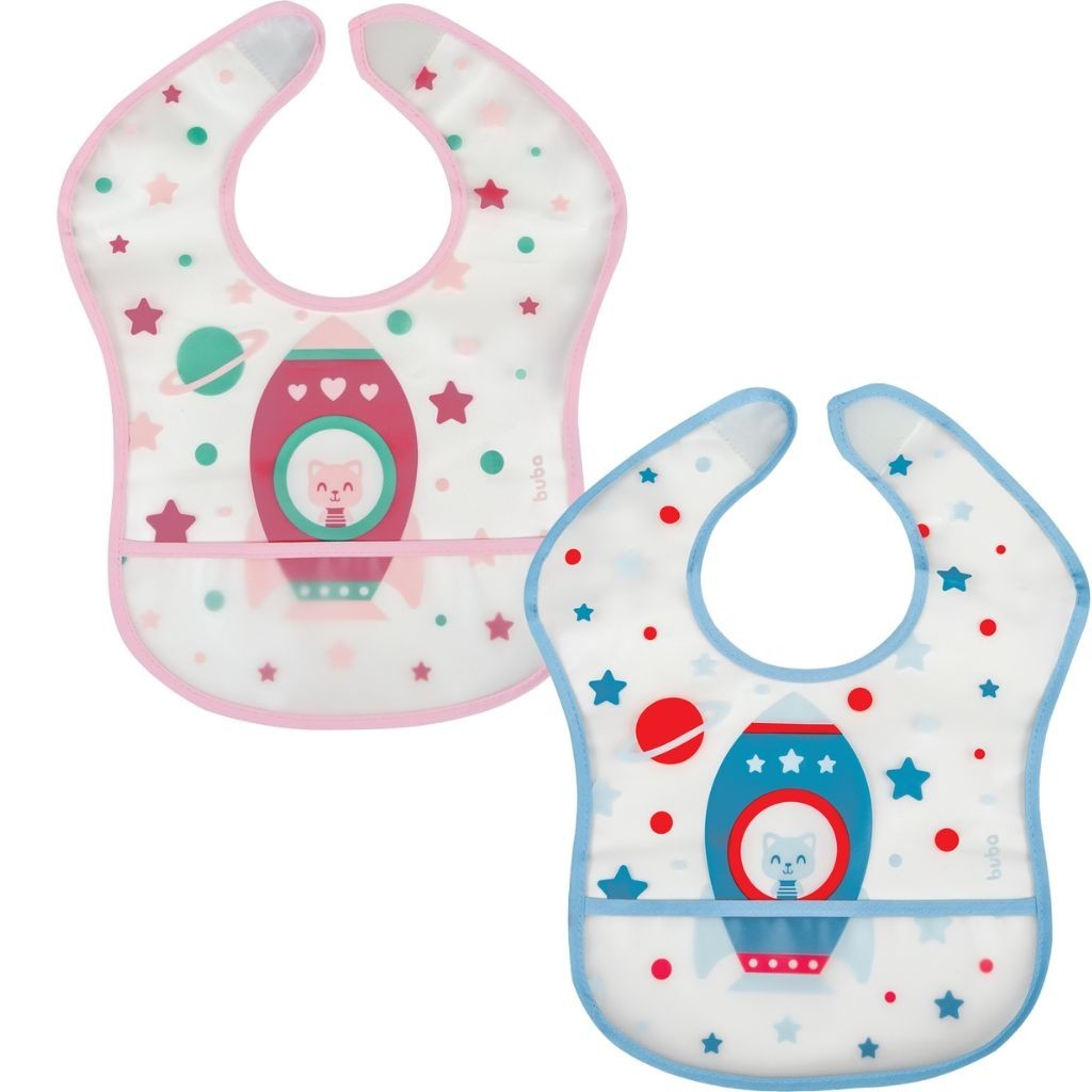 Babador Com Bolso Pega Migalhas Impermeável Foguete Buba - Mom & Baby