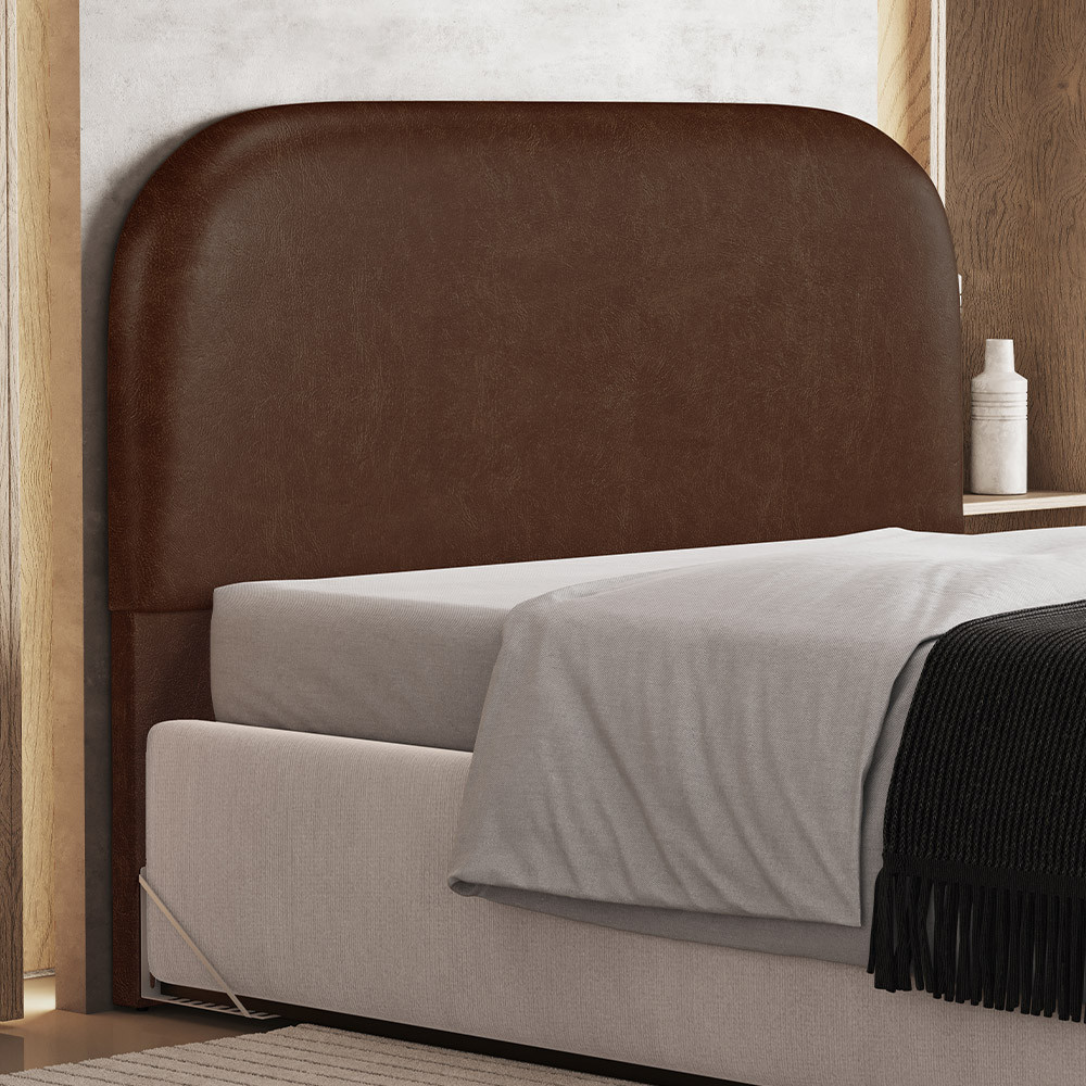 Cabeceira Cama Box Casal 140cm Orgânica Lanna W01 Couríssimo Marrom - Lyam Decor em Oferta na Shopee