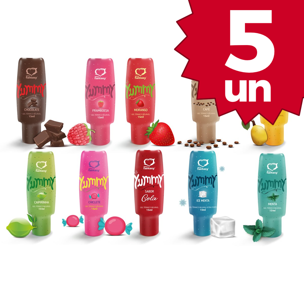 Kit com 5 - Gel Térmico Yummy 15 ml - Atacado - Sexy Fantasy