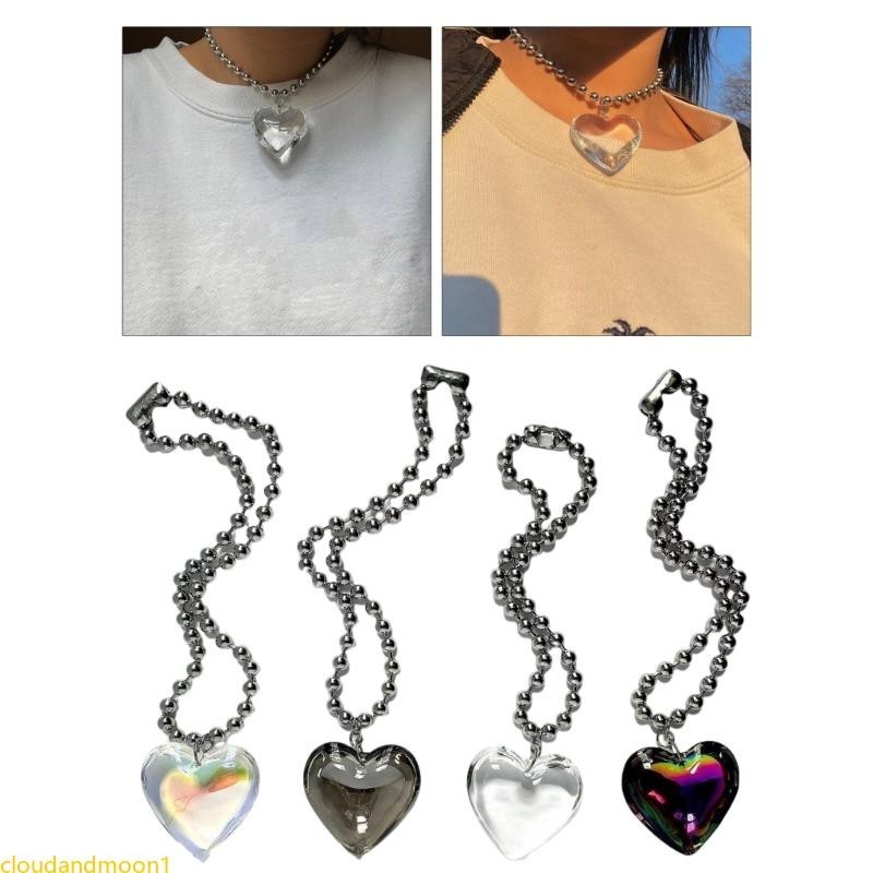 Colar Coração Estético Forma Nuvem Lua Para Punk Korean Charm Aesthetic Heart Necklace