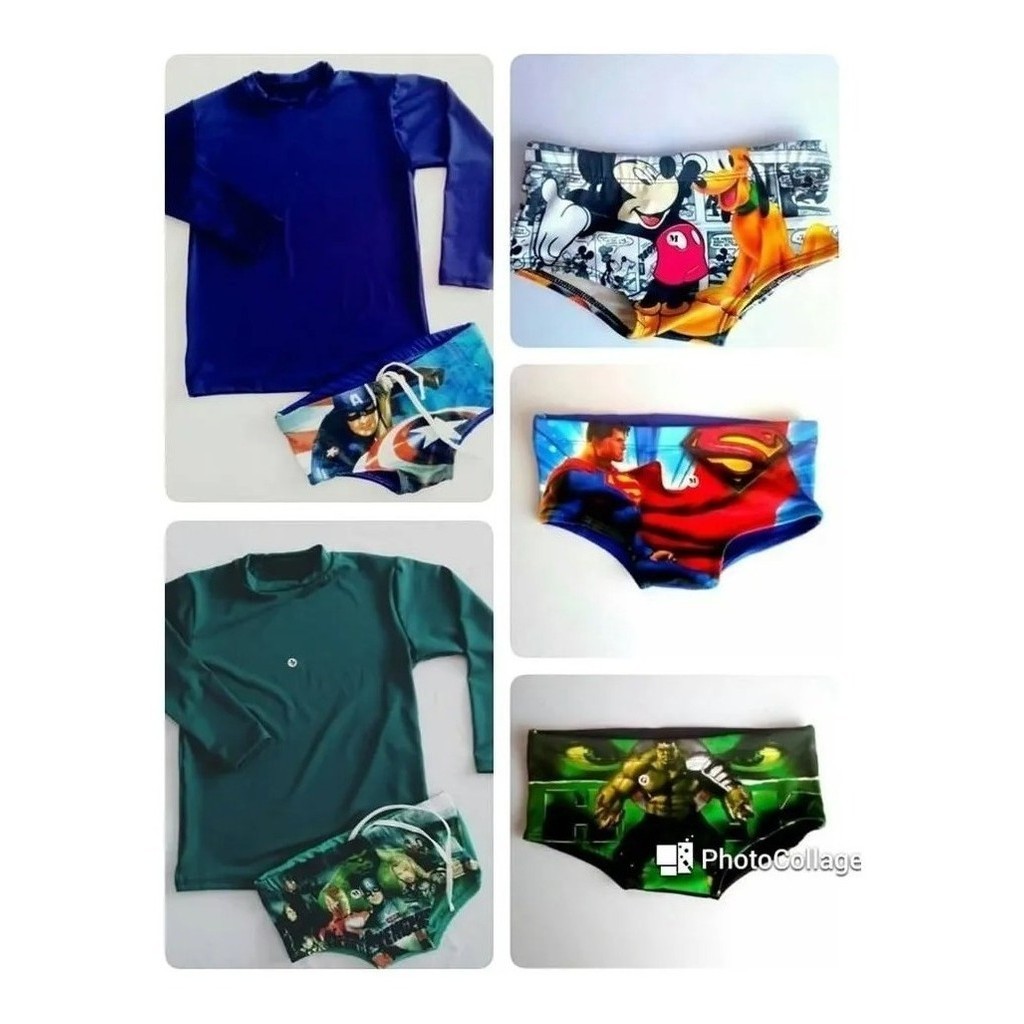 Kit 3 Sunga Infantil Brinde 1 Colete Inflável