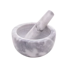 Pilão De Mármore Com Socador Amassa Temperos Marin 13x11cm Lyor