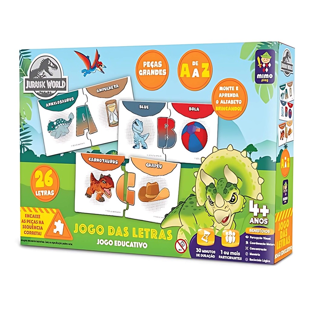 Jogo das Letras Infantil Educativo Jurassic World Mimo Toys - 2049 em Oferta na Shopee
