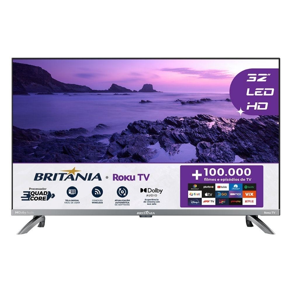 Smart Tv Britânia Btv32g7pr2csgblh HD 32" Roku Tv Processador Quad Core e Dolby Audio