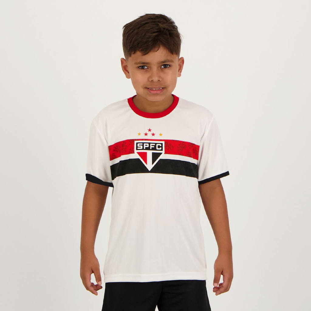 Camisa São Paulo Stencil Juvenil Branca em Oferta na Shopee