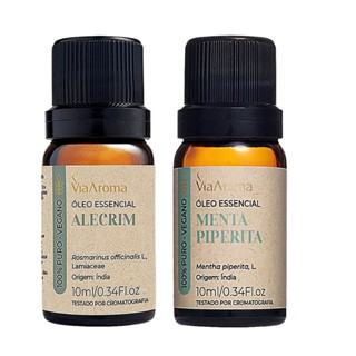 Óleo Essencial De Alecrim + Menta Piperita Via Aroma em Oferta na Shopee