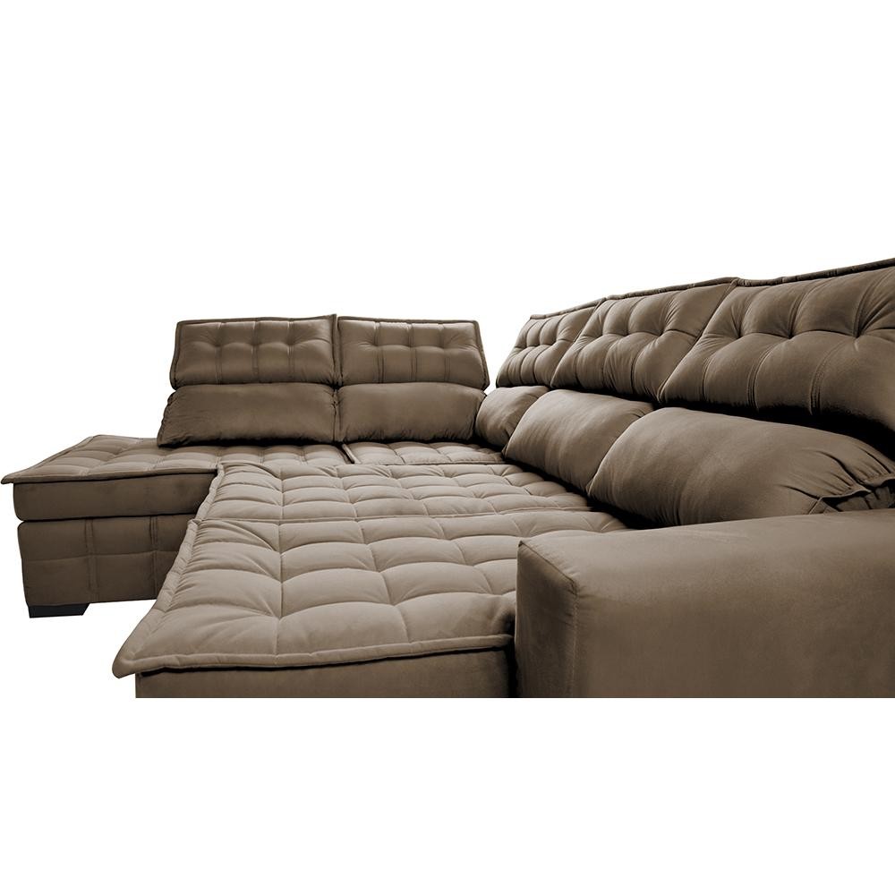 Sofá de Canto Esquerdo 2,65x2,30m Retrátil e Reclinável com Molas Ensacadas Cama inBox Nobre Castor em Oferta na Shopee