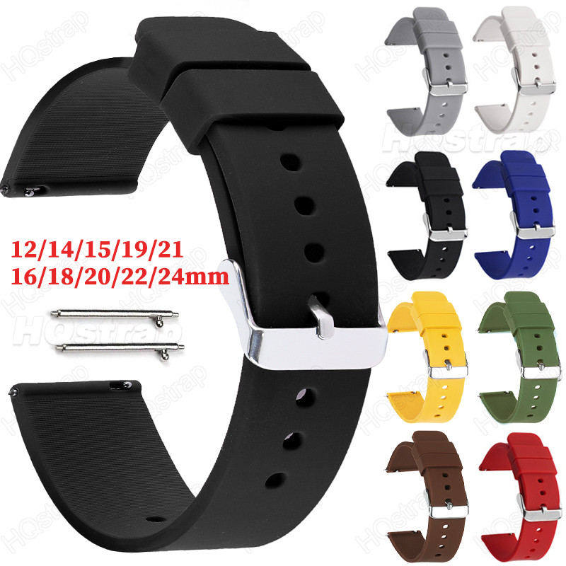 Pulseira De Silicone Macio 18mm 20mm 22mm 24mm 16mm 12mm 14mm 15mm 19mm 21mm Para Homens À Prova D'água Mulheres