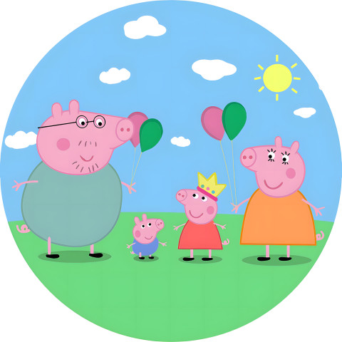 NOVO Painel Festa Infantil Redondo Família da Peppa Pig, Aniversário, Bexigas Coloridas, Coroa de Princesa + Arco, Suporte incluso. Fazemos personalizado com qualquer tema. Confeccionado em Lona fosca, impressão de alta resolução. cenário , p/ Decoração