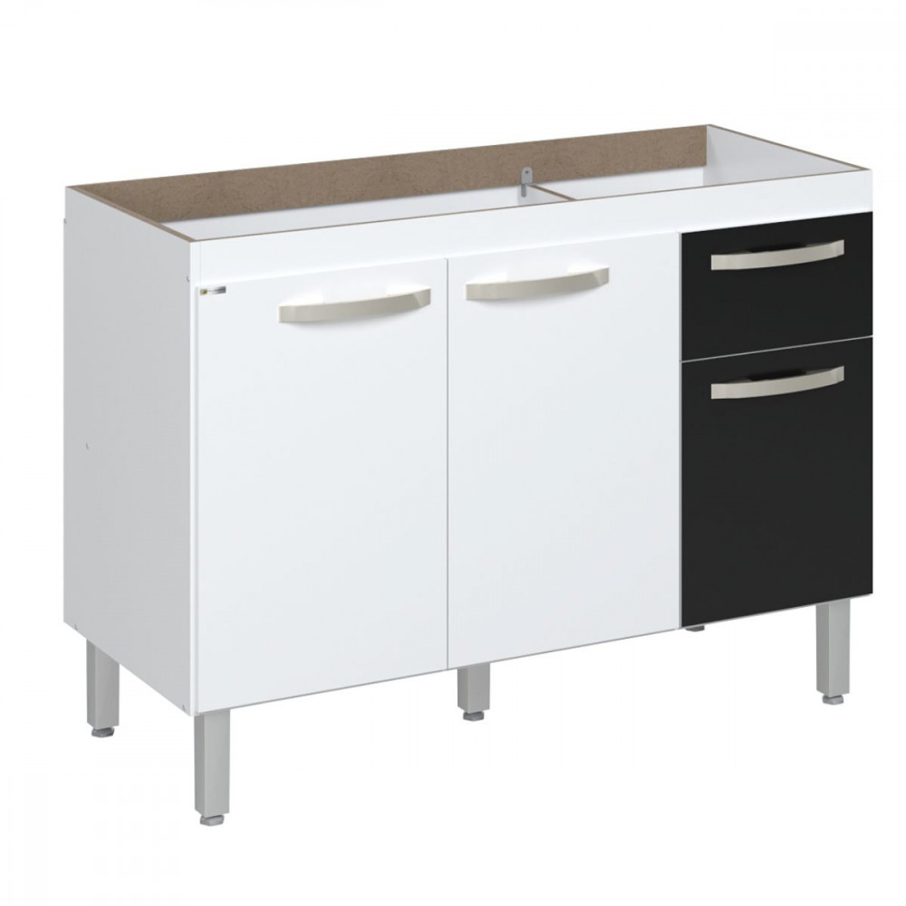 Balcão Flat De Cozinha 116 cm - 3 Portas e 1 Gaveta - Home & Living