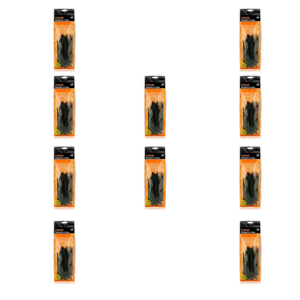Abraçadeira de Nylon Foxlux 370x7mm Preto | fixação segura, resistência, durabilidade Kit com 500