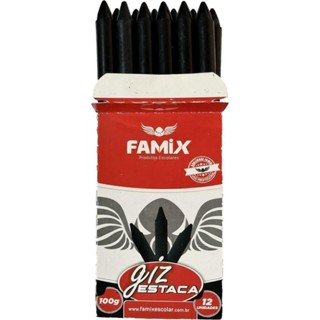 Giz de Cera Lápis Estaca Preto 100g 12unid - Famix em Oferta na Shopee