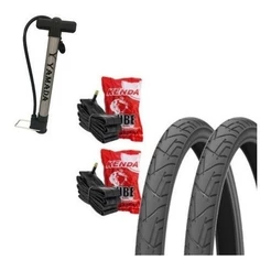 KIT PAR DE PNEUS LEVORIN PRAIEIRO ARO 26x1.95 + PAR CÂMARAS KENDA + BOMBA DE AR