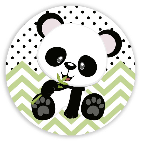 NOVO Painel Festa Infantil Redondo Panda, fundo geométrico verde com bolinhas pretas + Arco, Suporte incluso. Fazemos personalizado com qualquer tema. Confeccionado em Lona fosca, impressão de alta resolução. cenário , p/ Decoração