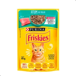 Kit 15 unidades Sachês Alimento Úmido Friskies Sabor Atum Ao Molho Gato 85g Felino Cat